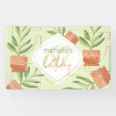 Frische Pflanze in Keramik Wasserfarbe Banner (Horizontal)