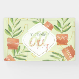 Frische Pflanze in Keramik Wasserfarbe Banner