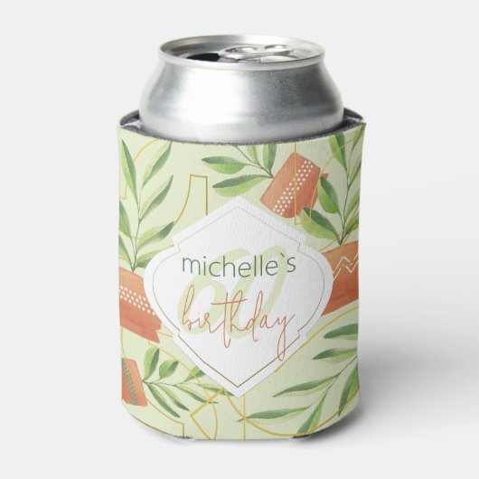 Frische Pflanze in Keramik Wasserfarbe Dosenkühler (Kanne Vorderseite)