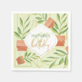 Frische Pflanze in Keramik Wasserfarbe Serviette (Vorderseite)