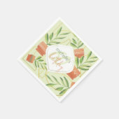 Frische Pflanze in Keramik Wasserfarbe Serviette (Ecke)