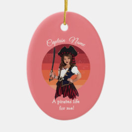 Frische Pink Girl Pirate Keramik Keramik Ornament