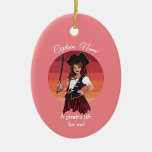 Frische Pink Girl Pirate Keramik Keramik Ornament