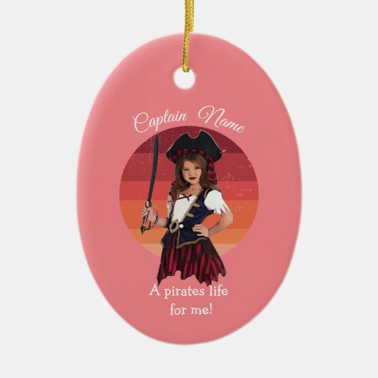 Frische Pink Girl Pirate Keramik Keramik Ornament (Vorne)