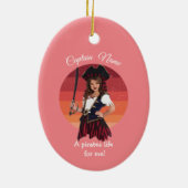 Frische Pink Girl Pirate Keramik Keramik Ornament (Hinten)