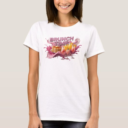 Frische Pinke BRUNCH TIME Shirt Design (Vorderseite)