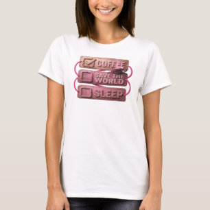 Frische pinke KAFFEE ZUERST RETTE DIE WELT Individ T-Shirt