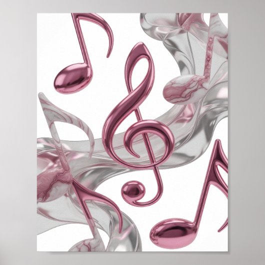 Frische Pinke MUSIC IN MOTION Text Design Poster (Vorne)