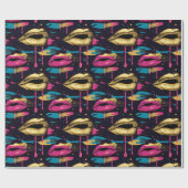 Frische Pop Art Lips Muster mit dynamischen Tropfe Geschenkpapier (Flach)