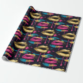 Frische Pop Art Lips Muster mit dynamischen Tropfe Geschenkpapier (Ungerollt)
