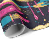 Frische Pop Art Lips Muster mit dynamischen Tropfe Geschenkpapier (Rolleneckpunkt)