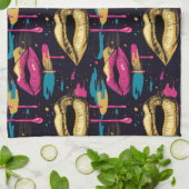 Frische Pop Art Lips Muster mit dynamischen Tropfe Geschirrtuch (Gefaltet)
