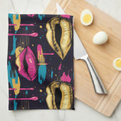 Frische Pop Art Lips Muster mit dynamischen Tropfe Geschirrtuch (Viertel Falte)