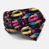 Frische Pop Art Lips Muster mit dynamischen Tropfe Krawatte (Gerollt)
