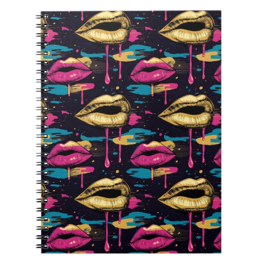 Frische Pop Art Lips Muster mit dynamischen Tropfe Notizblock (Vorderseite)