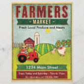 Frische Produkte und Fleisch vom Bauernmarkt Flyer (Vorne)