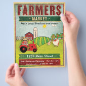 Frische Produkte und Fleisch vom Bauernmarkt Flyer (Hand)