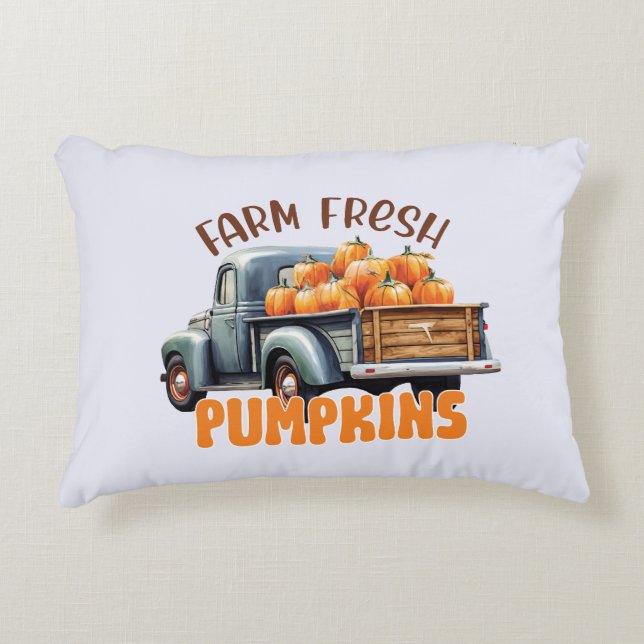 Frische Pumpkins - Rustikaler LKW Dekokissen (Vorderseite)
