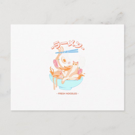 Frische Ramen Noodles mit Katzendesign Postkarte (Vorderseite)