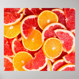 Frische reife Orange- und Grapefruituntergrund Poster