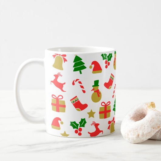 Frische Rentiere Weihnachtsbaum Feierliche Feierta Kaffeetasse (Mit Donut)