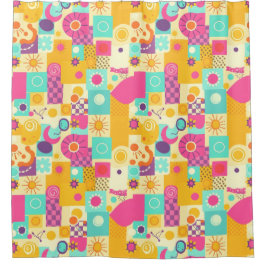 Frische Retro-Duschvorhang - farbenfroher Scharm d Duschvorhang