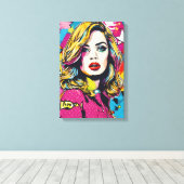 Frische Retro Pop Portrait Leinwanddruck (Insitu (Holzboden))
