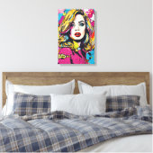 Frische Retro Pop Portrait Leinwanddruck (Insitu (Schlafzimmer))