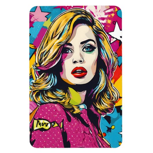 Frische Retro Pop Portrait Magnet (Vertikal)