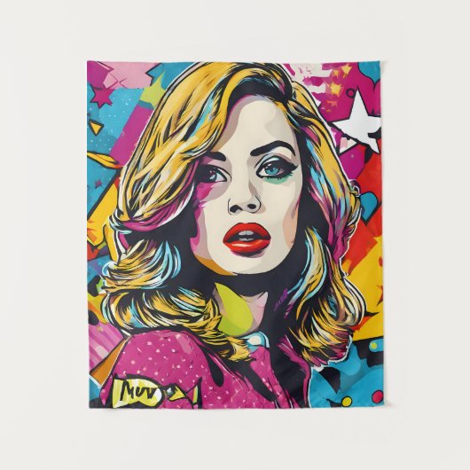 Frische Retro Pop Portrait Wandteppich (Vorderseite)