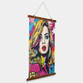 Frische Retro Pop Portrait Wandteppich Mit Holzrahmen (Gewinkelt)