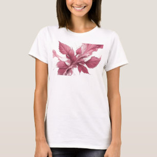 Frische rosa abstrakte Blätter Kreativer Druck T-Shirt