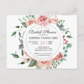 Frische rosa Blüten Elegantes Brautparty Einladungspostkarte (Vorderseite)