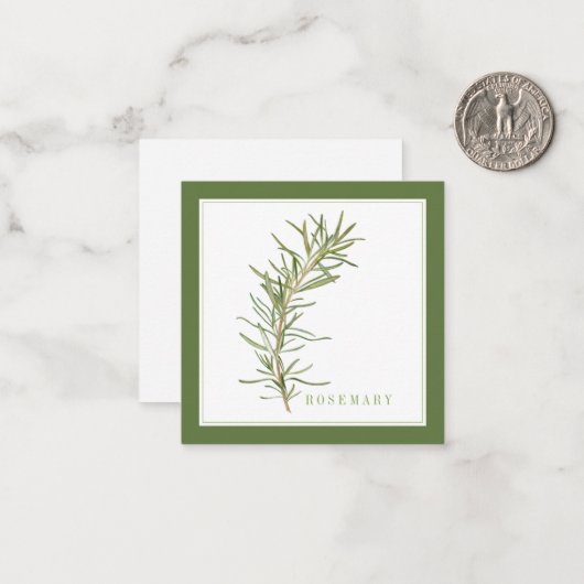 FRISCHE ROSEMARY 2.5" Square Flat Card / Green Mitteilungskarte (Vorderseite/Rückseite Beispiel)