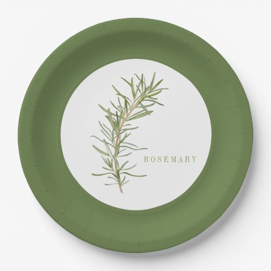 FRISCHE ROSEMARY 9" Round Paper Teller - Grünbuch (Vorderseite)