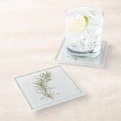 FRISCHE ROSEMARY Glass Beverage Coaster (-text) Glasuntersetzer (Schrägansicht)