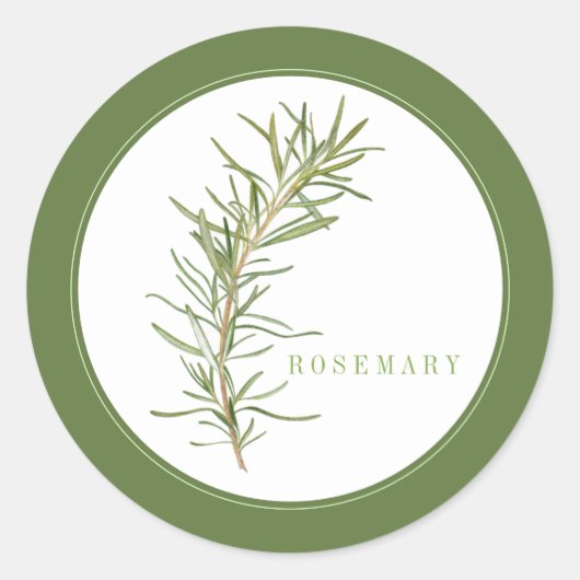 FRISCHE ROSEMARY Kleine runde Stickers (+text) Grü (Vorderseite)