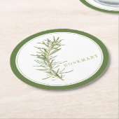 FRISCHE ROSEMARY Round Paper Untersetzer (+text) G (Angewinkelt)