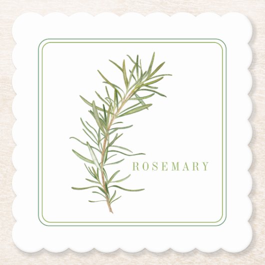 FRISCHE ROSEMARY Scalloped Square Untersetzer (+te (Vorderseite)