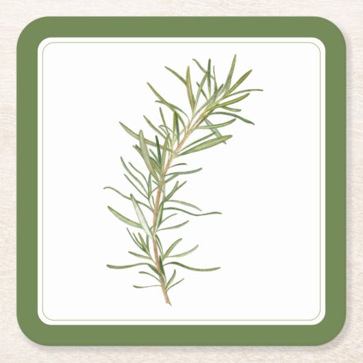 FRISCHE ROSEMARY-Square Paper-Untersetzer (-text) Rechteckiger Pappuntersetzer (Vorderseite)