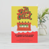 Frische Rot-Gelb-Bachelor-Party Einladung (Stehend Vorderseite)