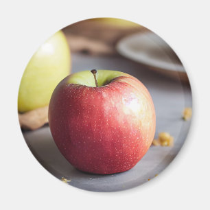 Frische rote Äpfel auf dem Tisch, Apfelkuchen Magnet
