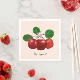 Frische rote Äpfel auf hellbeige Serviette