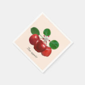 Frische rote Äpfel auf hellbeige Serviette (Ecke)