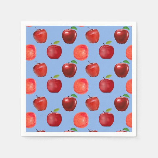 Frische rote Äpfel auf Sky Blue Napkins Serviette (Vorderseite)