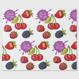 Frische rote Beeren und Kirschen Geschenkpapier