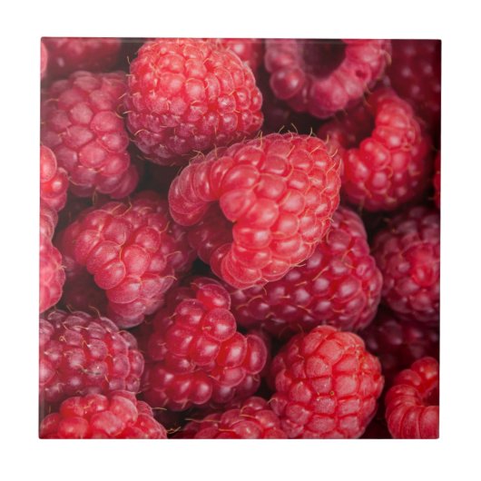 Frische rote Himbeeren Fliese (Vorderseite)