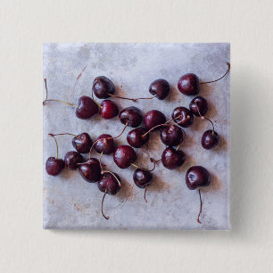 Frische rote Kirschen Fotografie Button