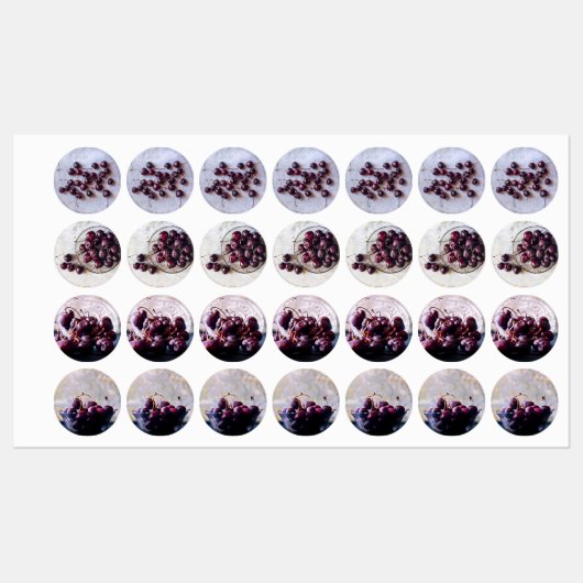 Frische rote Kirschen Fotografie Etiketten (Blatt)