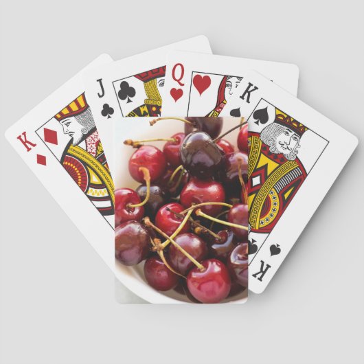 Frische rote Kirschen in einer Schüssel Fotografie Spielkarten (Rückseite)
